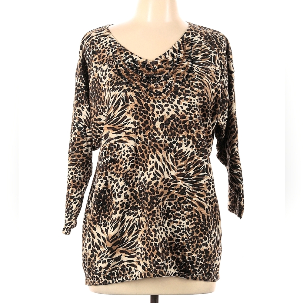 JM Collection animal print sweater